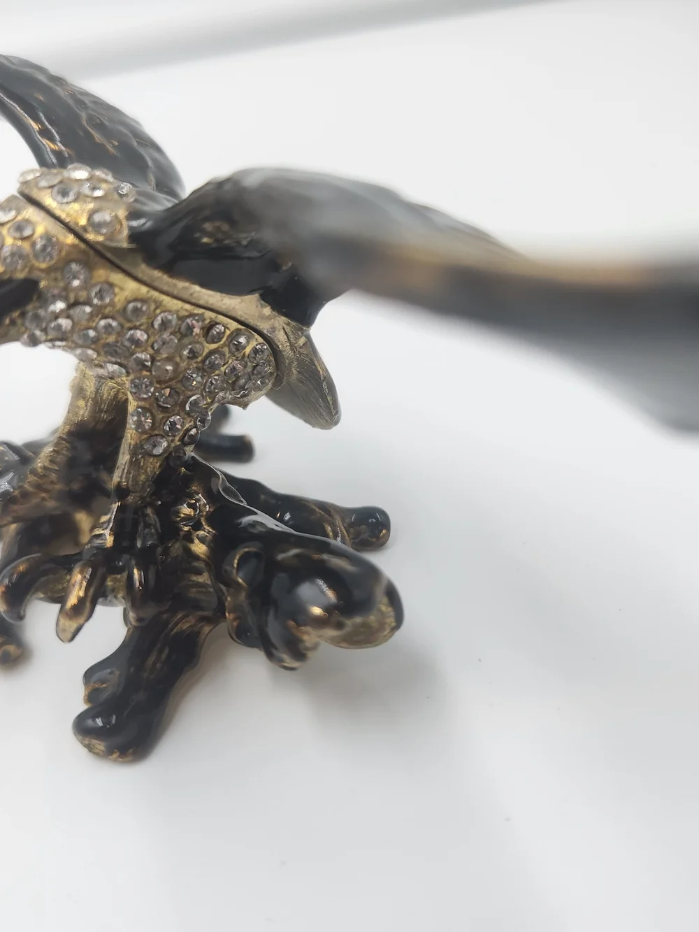 Decorative Eagle Figurine in Antique Gold with Crystal Accents